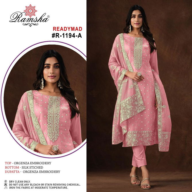 Ramsha R 1194 nx Organza Embroidery Pakistani Readymade Suit Wholesale Online